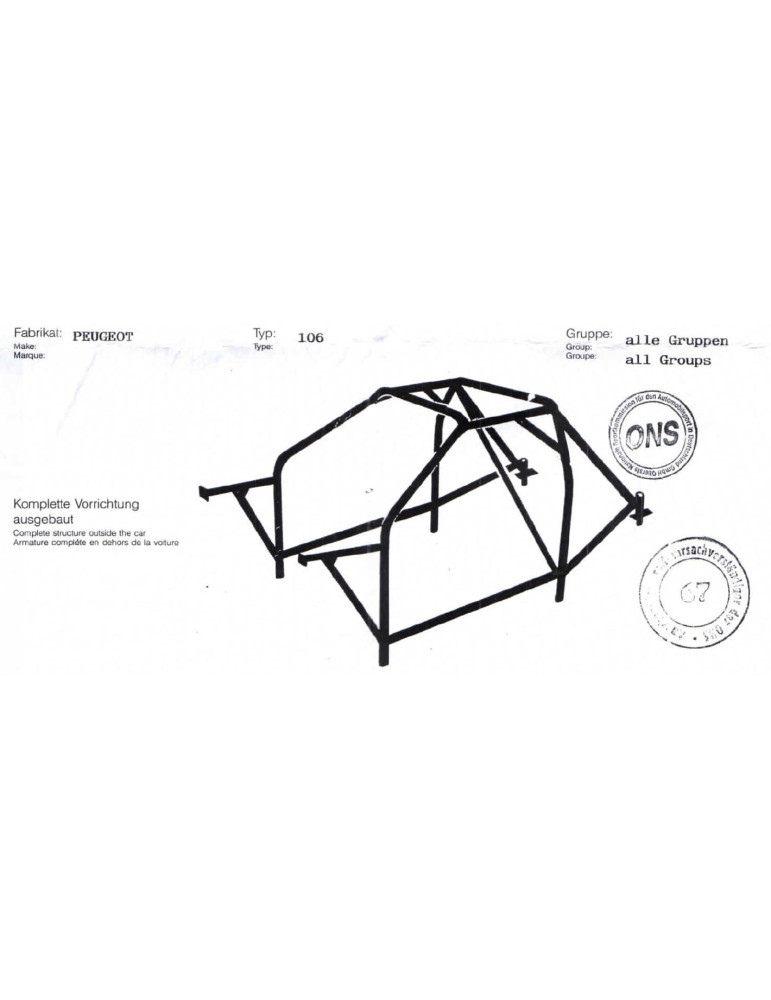 ARCEAU OMP MULTIPOINTS A SOUDER PEUGEOT 106 assemblé