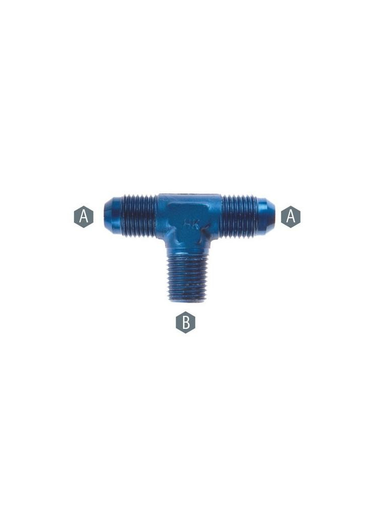 Té GOODRIDGE 825 2 mâles JIC 9/16x18 UNF et mâle 1/4NPT en bas