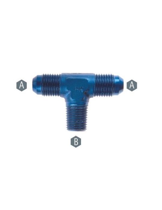Té GOODRIDGE 825 2 mâles JIC 9/16x18 UNF et mâle 1/4NPT en bas