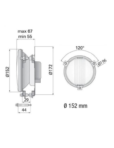 PHARE XENON WESEM H3 LONGUE PORTEE DIAM 152 MM 2