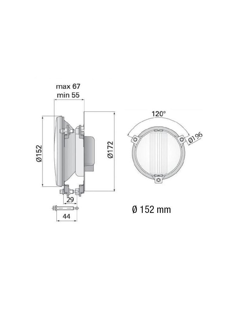 PHARE XENON WESEM H3 LONGUE PORTEE DIAM 152 MM