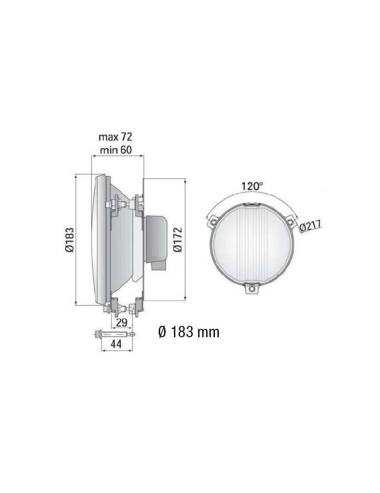 PHARE HALOGENE WESEM H3 LONGUE PORTEE DIAM 183 MM