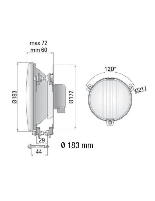 PHARE XENON WESEM H3 LONGUE PORTEE DIAM 183 MM