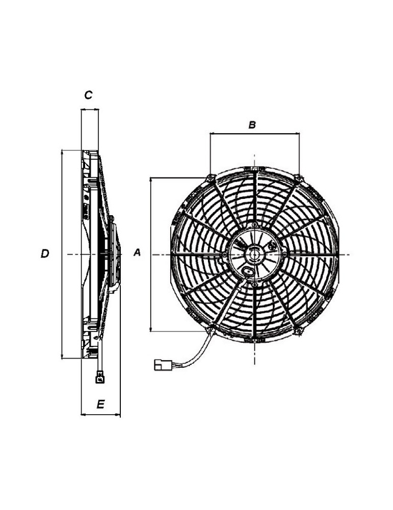 Ventilateur SPAL aspirant Ø 255 mm puissance 1090 m3/h