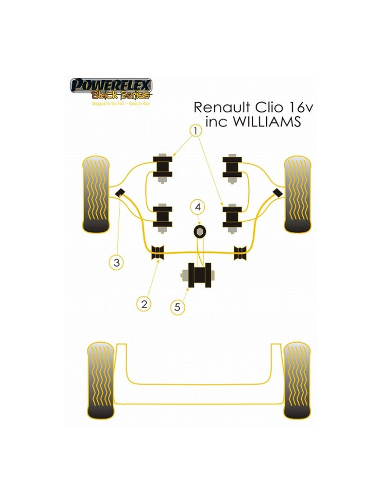 SILENT BLOCS POWERFLEX BLACK SERIES POUR RENAULT CLIO WILLIAMS/CLIO 2 RS /R19 16S/TWINGO 2 RS TRIANGLE AVANT