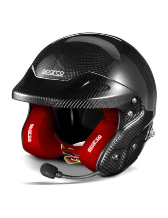 CASQUE JET FIA SPARCO RJ-I CARBONE MOUSSES ROUGES