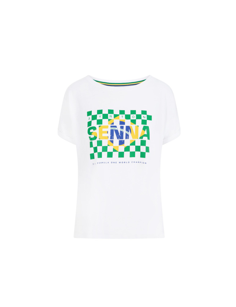 T-SHIRT AYRTON SENNA DRAPEAU FEMME