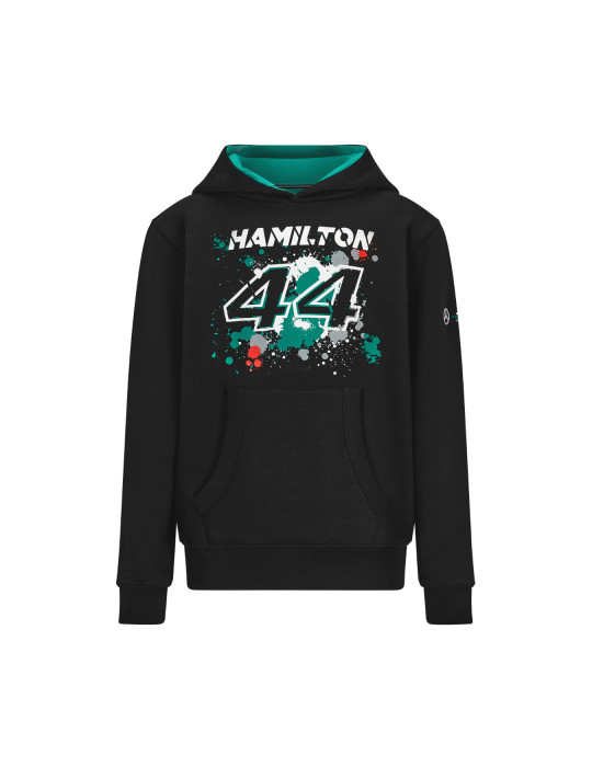 SWEAT CAPUCHE MERCEDES AMG LEWIS 44 NOIR POUR ENFANT