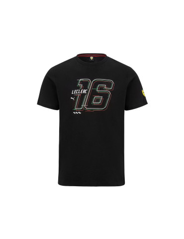 T-SHIRT FERRARI LECLERC NOIR HOMME