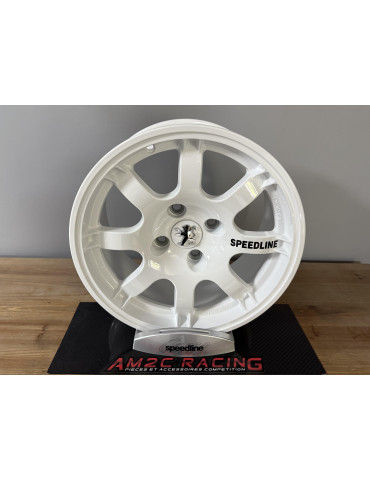 PACK 4 JANTES SPEEDLINE PTS SL 434 BLANC AVEC CACHES CENTRAUX SIGLE PEUGEOT