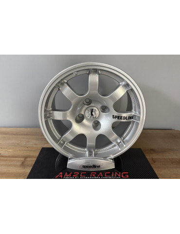 PACK 4 JANTES SPEEDLINE PTS SL 434 GRIS ARGENT AVEC CACHES CENTRAUX SIGLE PEUGEOT